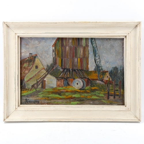 1539 - Eastern European School, oil on board, farmyard scene, indistinctly signed, 23cm x 35cm, framed