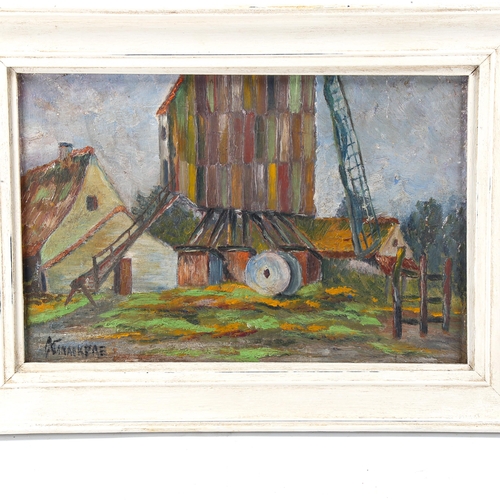 1539 - Eastern European School, oil on board, farmyard scene, indistinctly signed, 23cm x 35cm, framed