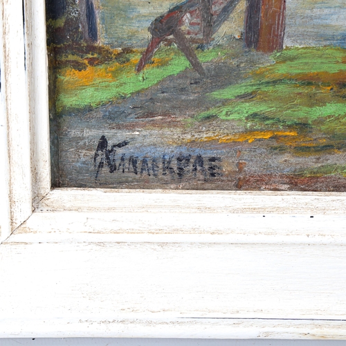 1539 - Eastern European School, oil on board, farmyard scene, indistinctly signed, 23cm x 35cm, framed