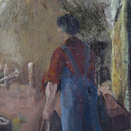 1540 - Helmut Petzsch (1920 - 2008), oil on board, farmer, 35cm x 35cm, framed