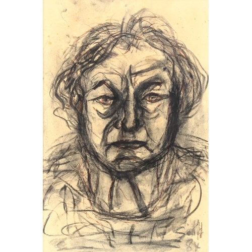 1541 - Dr Gerald Moore (1916 - 2018), charcoal on paper, self portrait, signed, 30cm x 20cm, framed