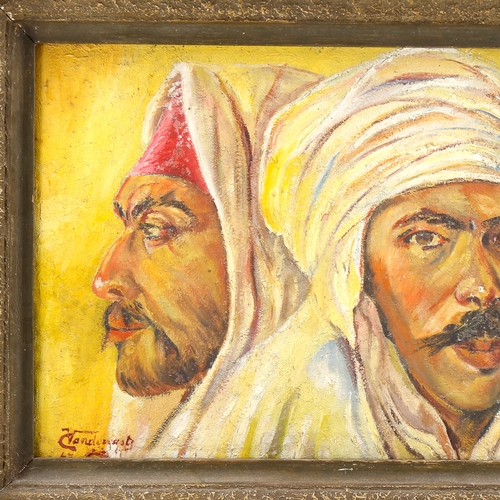 1552 - C Vandewast?, oil on canvas, portrait of Arab men, indistinctly signed, 30cm x 40cm, framed