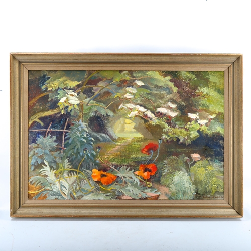 1557 - Gertrude Franklin White, oil on board, summertime, signed and dated 1976, 60cm x 100cm, framed