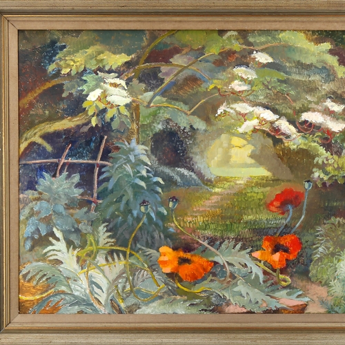 1557 - Gertrude Franklin White, oil on board, summertime, signed and dated 1976, 60cm x 100cm, framed