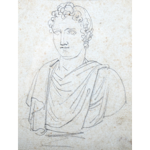 1558 - Bertel Thorvaldsen (Danish, 1768/70 - 1844), pencil drawing, Roman bust, inscribed on the mount with... 