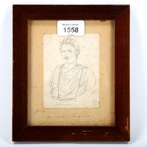 1558 - Bertel Thorvaldsen (Danish, 1768/70 - 1844), pencil drawing, Roman bust, inscribed on the mount with... 