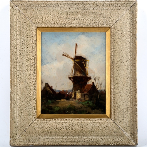 1561 - 19th/20th century Dutch School, oil on panel, old windmill, unsigned, 25cm x 19cm, framed