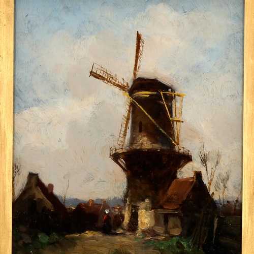 1561 - 19th/20th century Dutch School, oil on panel, old windmill, unsigned, 25cm x 19cm, framed