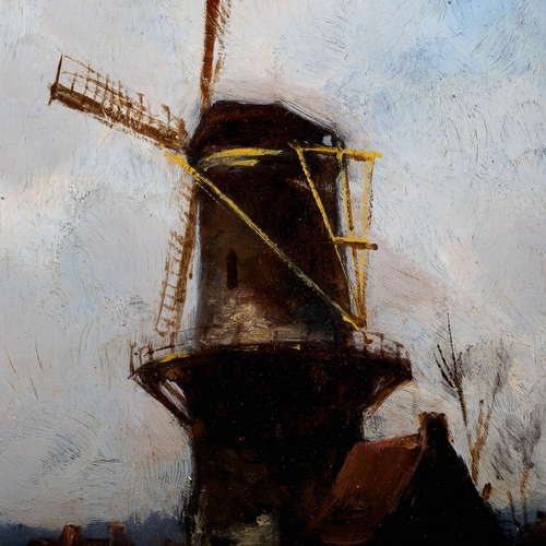 1561 - 19th/20th century Dutch School, oil on panel, old windmill, unsigned, 25cm x 19cm, framed