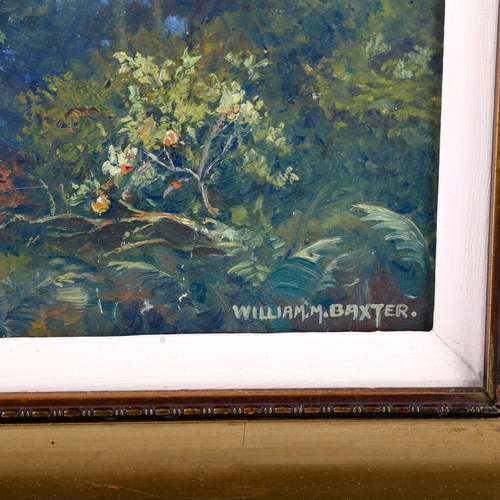 1562 - William Baxter, oil on board, tree study, original label verso, 40cm x 33cm, framed