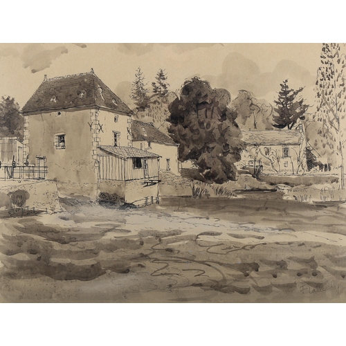 1569 - Alastair Flattely (1922 - 2009), 2 ink and wash drawings, country cottages, signed, largest 38cm x 5... 