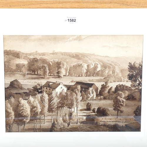 1582 - Raymond Sheppard, pair of sepia watercolours, French landscapes, 26cm x 36cm, framed