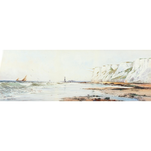 1585 - Thomas Sidney, watercolour, Beachy Head, signed, 24cm x 69cm, framed