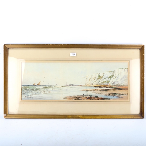 1585 - Thomas Sidney, watercolour, Beachy Head, signed, 24cm x 69cm, framed