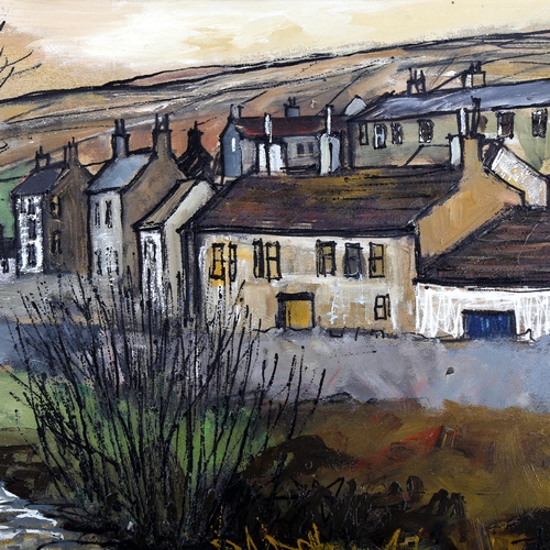 1586 - Tom Durkin (1928 - 1990), oil on canvas, cottages, signed, 60cm x 100cm, framed