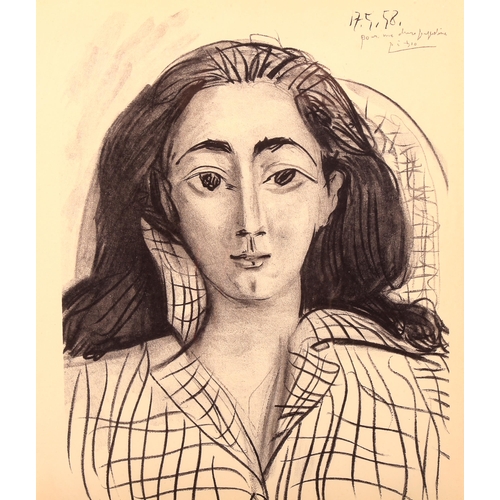 1618 - After Picasso, offset print, portrait of Jacqueline, sheet 31cm x 26cm, framed