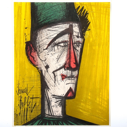 1621 - Bernard Buffet, lithograph, Jojo The Clown, published 1968, sheet 31cm x 24cm, framed