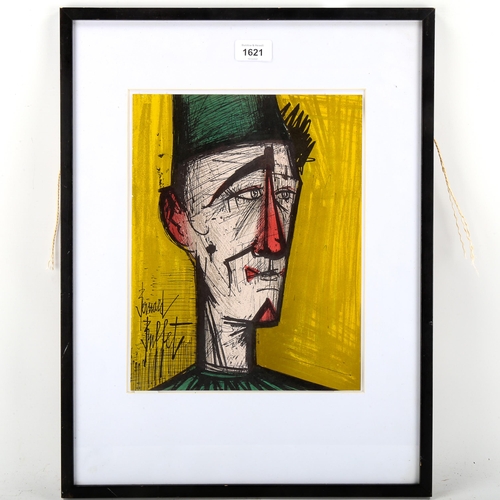 1621 - Bernard Buffet, lithograph, Jojo The Clown, published 1968, sheet 31cm x 24cm, framed