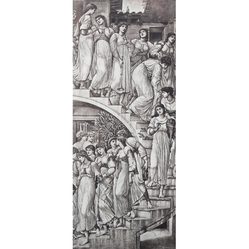 1622 - Edward Burne Jones, photogravure, Golden Stair, published by Dujardin 1885, image 26cm x 11cm, frame... 