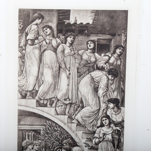 1622 - Edward Burne Jones, photogravure, Golden Stair, published by Dujardin 1885, image 26cm x 11cm, frame... 