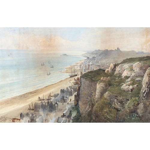 1630 - Peter Petersen Toft (1825 - 1901), watercolour, Hastings, signed, 35cm x 53cm, framed