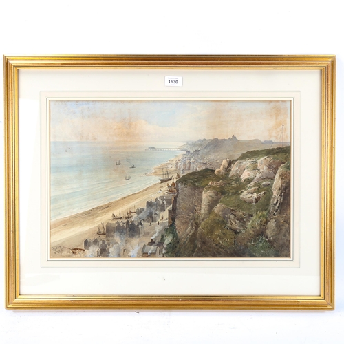 1630 - Peter Petersen Toft (1825 - 1901), watercolour, Hastings, signed, 35cm x 53cm, framed