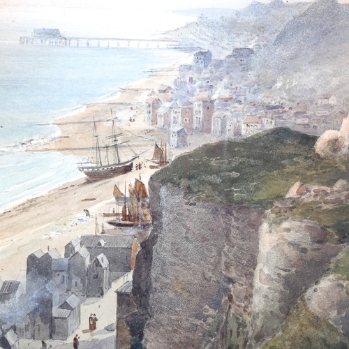 1630 - Peter Petersen Toft (1825 - 1901), watercolour, Hastings, signed, 35cm x 53cm, framed