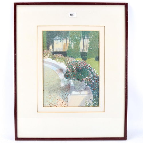 1631 - Gerald Mynott (born 1957), watercolour, garden scene, signed and dated 1980, 36cm x 26cm, framed