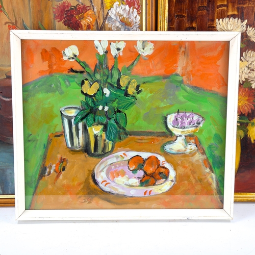 1633 - Rex Smithers, oil on board, still life, signed, 44cm x 28m, and 2 other still life oil paintings by ... 