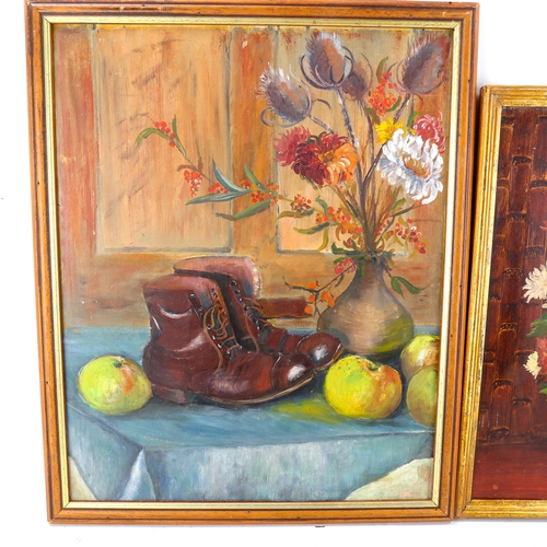 1633 - Rex Smithers, oil on board, still life, signed, 44cm x 28m, and 2 other still life oil paintings by ... 