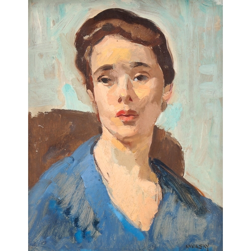 1637 - Philip Naviasky (1894 - 1983), oil on board, portrait, signed, 50cm x 40cm, framed