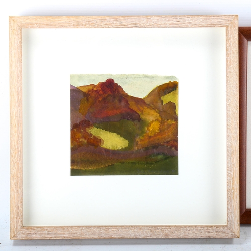 1647 - 3 small mixed media abstract composition, 1 indistinctly signed, largest 13cm x 13cm, framed (3)