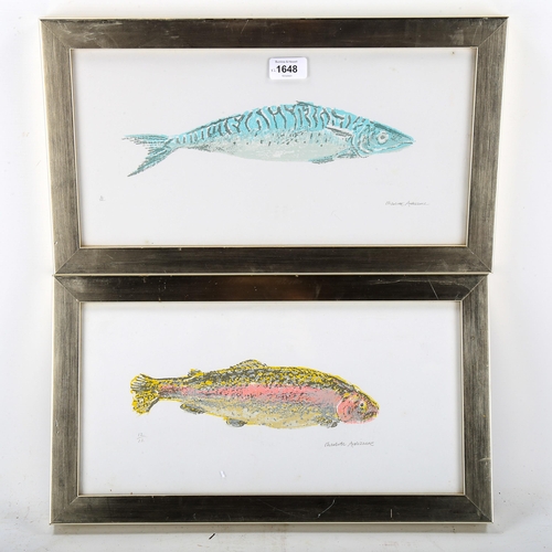 1648 - Charlotte Ardizzone, pair of lithographs, fish, signed in pencil, from an edition of 12, 20cm x 41cm... 