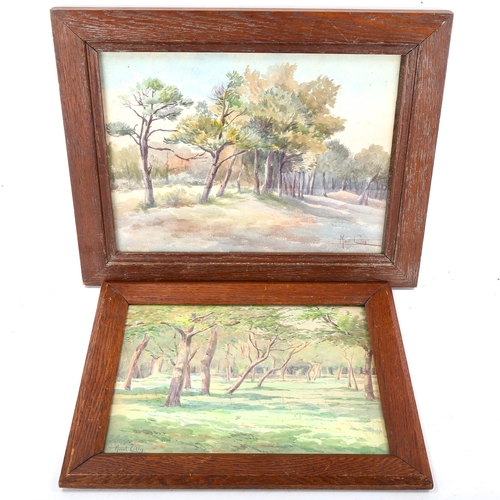 1649 - M Colly, 2 watercolours, woodland scenes, signed, largest 26cm x 35cm, framed