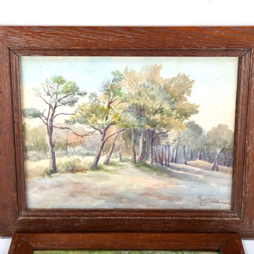 1649 - M Colly, 2 watercolours, woodland scenes, signed, largest 26cm x 35cm, framed