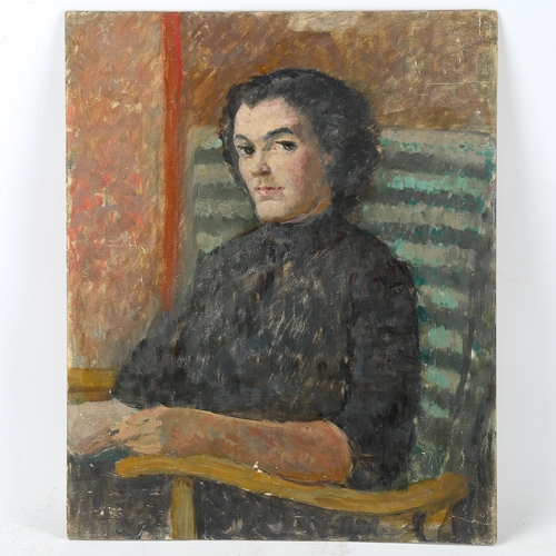 1665 - Hubert Wellington (1879 - 1967), oil on panel, portrait of Margaret Struder, inscribed verso, 41cm x... 