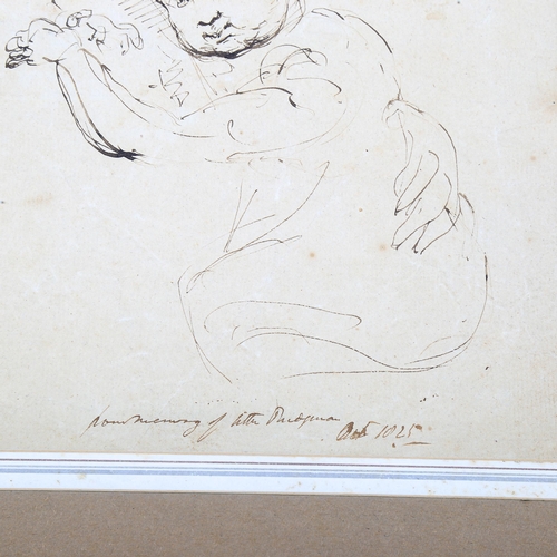 1667 - Sir George Hayter (1792 - 1871), pen and ink, study of a child, 22cm x 17cm, mounted