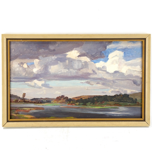 1670 - Beatrice Langdon, oil on board, landscape, 24cm x 40cm, framed