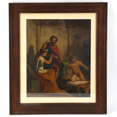 1671 - 19th century oil on canvas, Classical scene, unsigned, 36cm x 29cm, framed