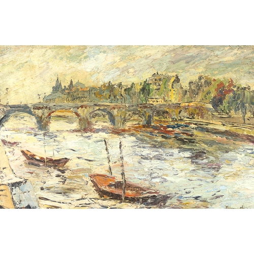 1675 - George Hann (1900 - 1979), oil on board, Pont Neuf Paris, circa 1950, signed, 38cm x 58cm, framed