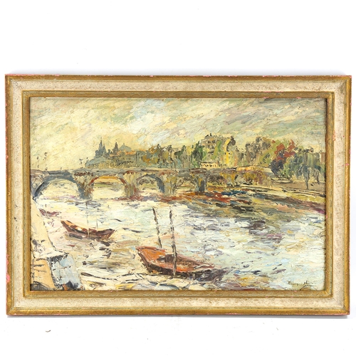 1675 - George Hann (1900 - 1979), oil on board, Pont Neuf Paris, circa 1950, signed, 38cm x 58cm, framed