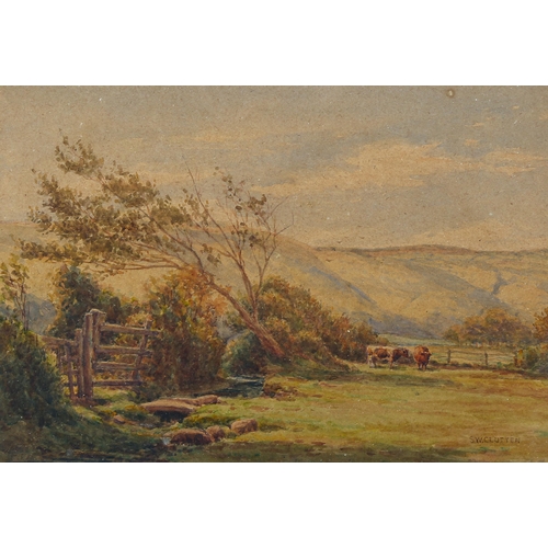 1709 - S W Clutten, watercolour, landscape, signed, 24cm x 35cm, framed