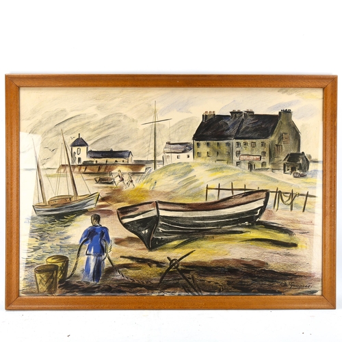 1717 - Norah McGuinness (1901 - 1980), lithograph, shore scene, signed in the plate, 54cm x 80cm, framed