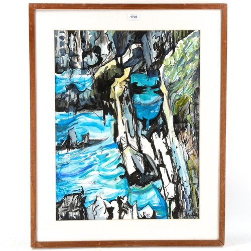 1720 - Roger Blaker, mixed media, ink/watercolour, Pembrokeshire, signed, 60cm x 44cm, framed