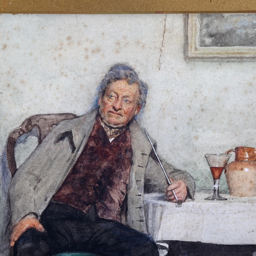 1726 - Frank Brooks, watercolour, man smoking a pipe, signed and dated '91, 25cm x 34cm, framed