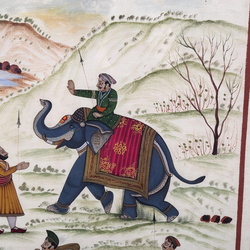 1732 - Indian School, pair of watercolours, tiger hunting scenes, image 52cm x 38cm, framed