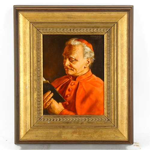 1739 - Ernst Stierhof (German, born 1919), oil on canvas, the Cardinal, signed, 24cm x 18cm, framed