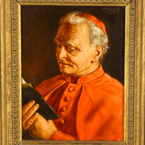 1739 - Ernst Stierhof (German, born 1919), oil on canvas, the Cardinal, signed, 24cm x 18cm, framed