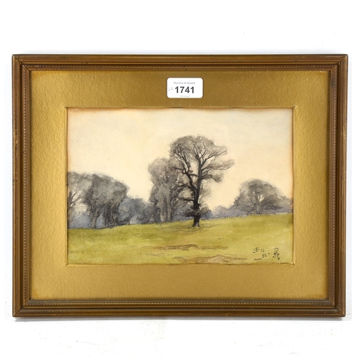 1741 - Arthur Rackham, 2 watercolours, wooded landscape and beach scene, 1 signed with monogram dated '92, ... 