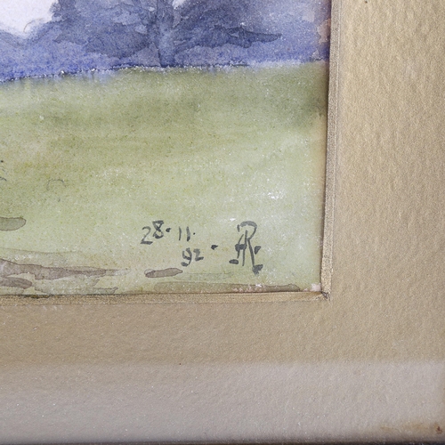 1741 - Arthur Rackham, 2 watercolours, wooded landscape and beach scene, 1 signed with monogram dated '92, ... 